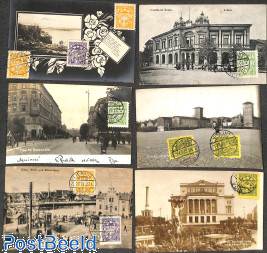 17 postcards with stamps on frontside