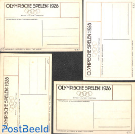 4 postcards (unused) from Olympic games Amsterdam 1928