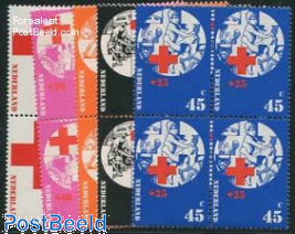 Red cross 5v, Blocks of 4