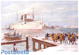 Aankomst van Stoomboot ca. 1930, Tek. J.C. Kesler