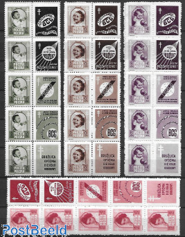 Strips 0f 10 stamps with all different tabs