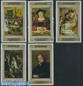 Paintings 5v, gold borders