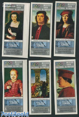 Cultural olympics 6v, silver border, imperforated