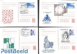 Special cancellation, topic Chess, 4 postcards