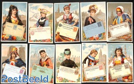 10 album cards (Benoist) costumes with postcards