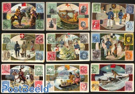 18 album cards, post in diff. countries