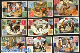 18 album cards, post in diff. countries