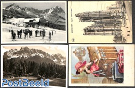 4 postcards with Olympic games promtional cancellations (1920,1928,1936)