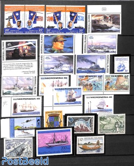 Lot ships on stamps, mostly stamps out of sets