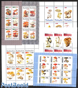 Lot cinderella stamps with theme 'mushrooms'