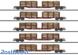 DB AG Stake Wagon Set "Woodtransport" (5pcs)
