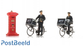 Postbodes op fiets met postbus (2x)