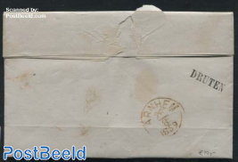 Folding letter from Tiel to Arnhem via Druten