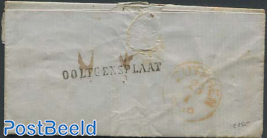 Folding letter to Zutphen with Hellevoetsluis and Ooltgensplaat mark