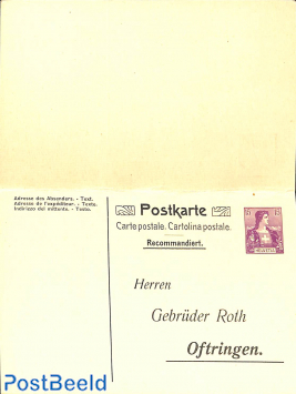 Reply paid postcard 12/15c, Gebr. Roth
