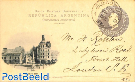 Illustrated postcard 5c, Avenida de Mayo 