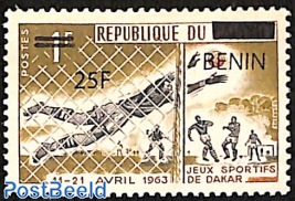 set of 2 stamps, football, soccer, dakar, overprint