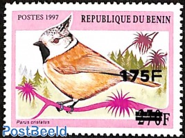 bird, parus cristatus, overprint