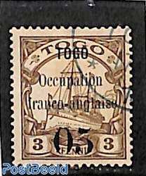 Togo, French Occupation, 5c on 3Pf