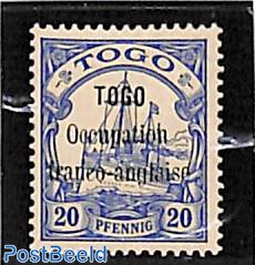 Togo 20pf, occ franco anglaise, Stamp out of set