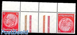 12Pf+tab+tab+12Pf, horizontal tete-beche strip