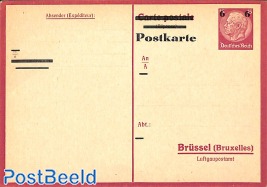 Postcard 6 on 15pf, Error, F overprint on response card