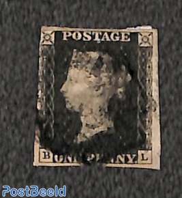 Penny black, World's first stamp, used