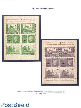 5x Stamp Exhibition promotional seals sheet London 1940