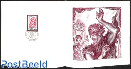 Mounet-Sully, Special FDC leaf on handmade paper with Decaris gravure, limited ed.