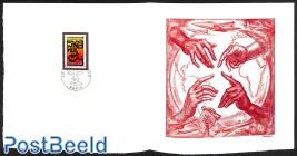 La Cummunication, Special FDC leaf on handmade paper with Decaris gravure, limited ed.
