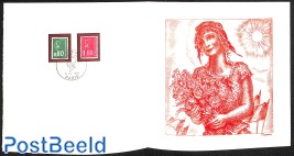 "Marianne", Special FDC leaf on handmade paper with Decaris gravure, limited ed.