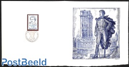 Général Daumesnil, Special FDC leaf on handmade paper with Decaris gravure, limited ed.