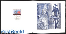 Centenaire du Téléphone, Special FDC leaf on handmade paper with Decaris gravure, limited ed.