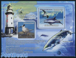 Sea mammal, bird s/s (lighthouse on border)