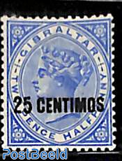 25c on 2.5p, Stamp out of set