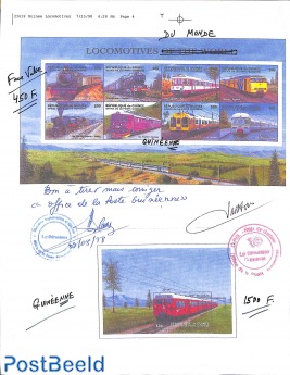 Trains, original design sheets with remarks