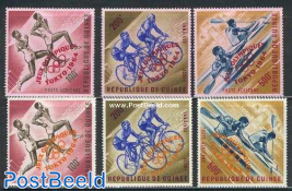 Olympic games 6v (3v red, 3v orange overprints)