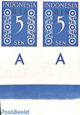 Pair of 2 5c RIS imperforated, bottom border