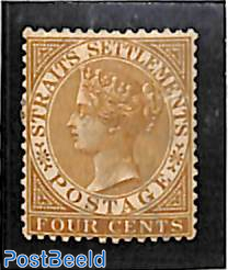 Straits Settlements, 4c, WM Crown-CA, stamp out of set