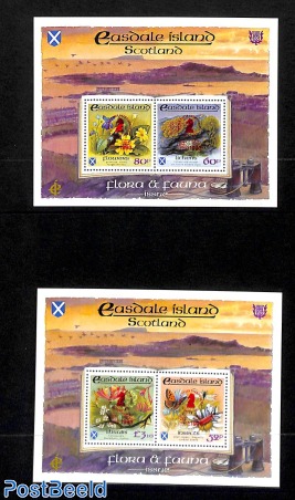 Easdale Island, 4 nature s/s with Chess Championship overprints