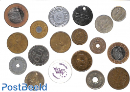 Collection of 16 token coins