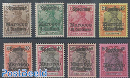 German Post, 7v (3, 5, 10, 30, 35, 50, 60c & 1Pta), SPECIMEN, 30c folded