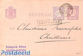 POstcard from AMSTERDAM (railw. AMST-WINTERSWIJK) to Christiana