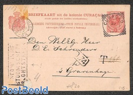 Postcard 5c to Holland NED W INDIE STOOMSCHEPEN RECHTSTREEKS