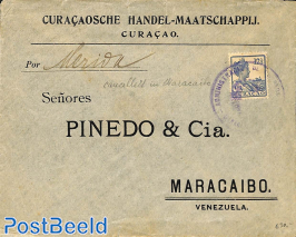 Letter from Curacao to MARACAIBO (ship post cancelled in MARACAIBO)