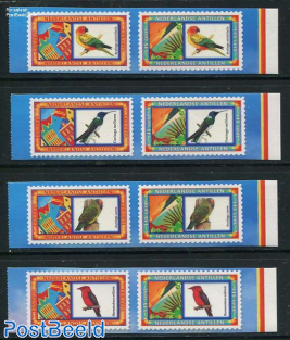 Greeting stamps 4x2v (set of 4 diff. bird pictures