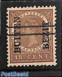 15c, BUITEN BEZIT (with double bar) Stamp out of s