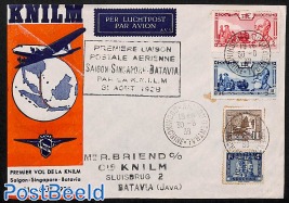 Airmail cover fright SAIGON-SINGAPORE-BATAVIA