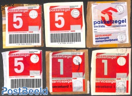 6 used Parcel stamps, Pakketzegels