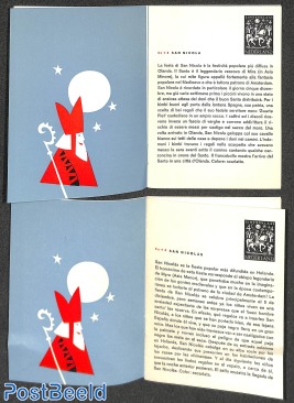 2 original promotional folders Child welfare stamps, equal but 1x in Spanish, 1x in Italian language